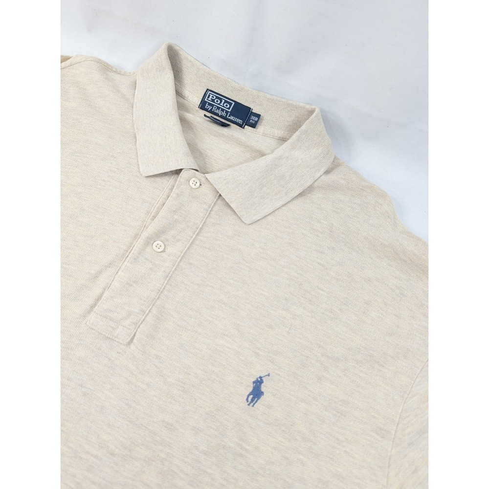 Vintage Polo Ralph Lauren Long Sleeve Knit Polo Shirt Beige Heathered 3XB